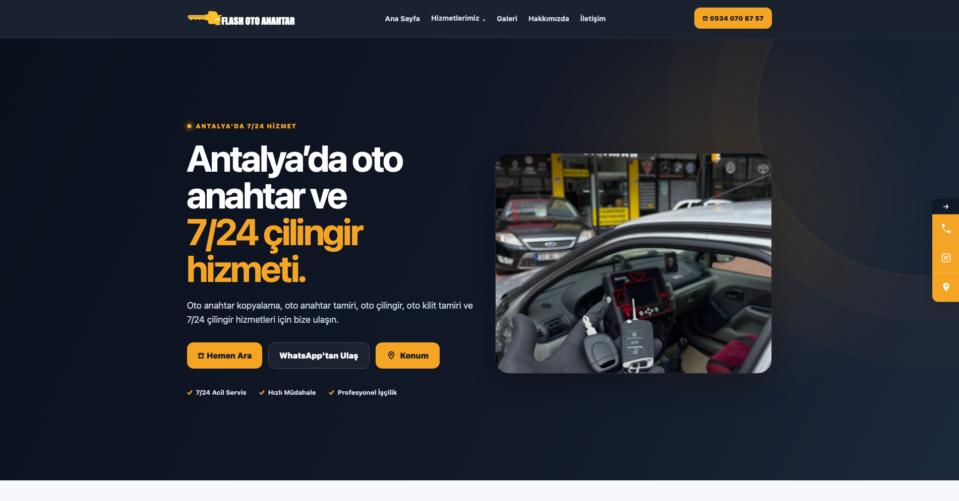 Flash Oto Anahtar web sitesi önizlemesi