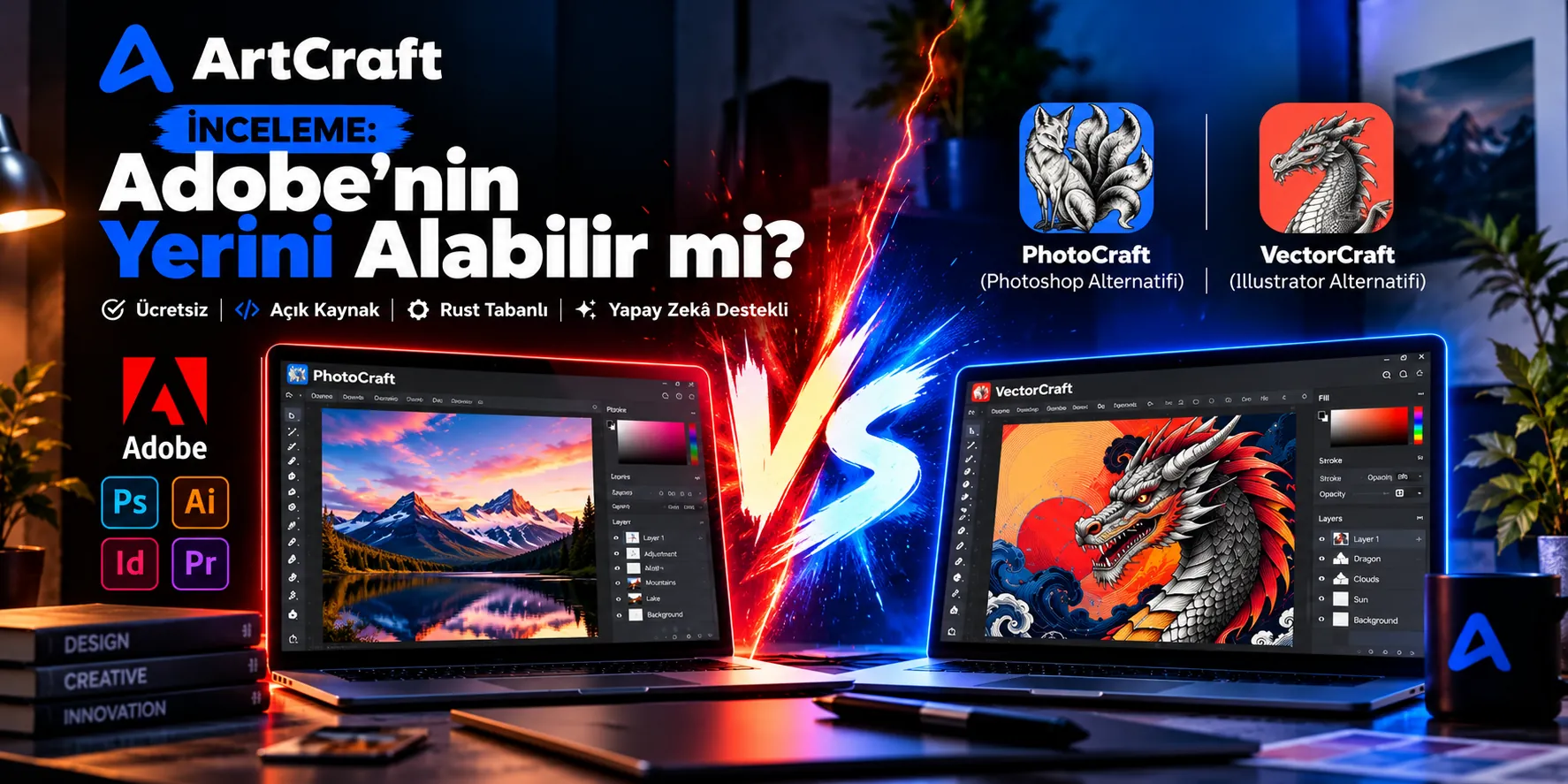 Artcraft Photocraft ve Vectorcraft tasarım uygulamalarının Adobe Photoshop ve Illustrator alternatifleri olarak incelenmesi