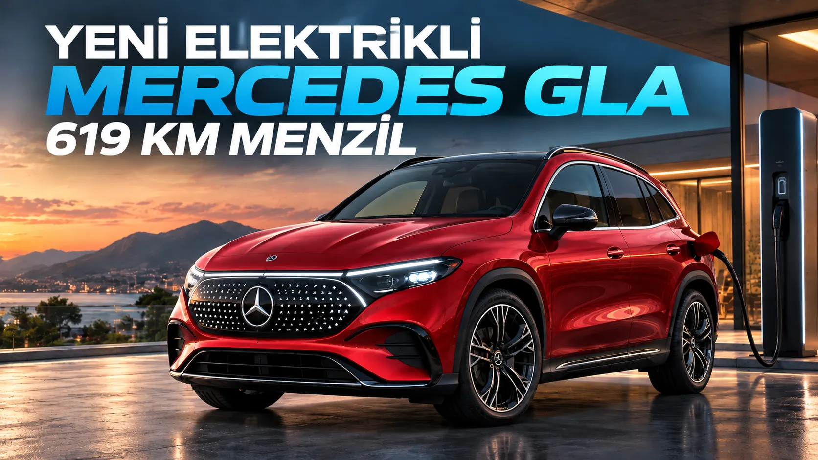 Yeni nesil elektrikli Mercedes-Benz GLA SUV'un modern dış tasarımı