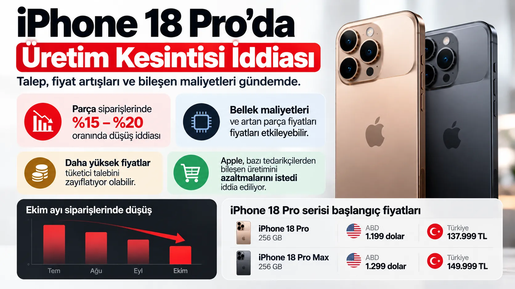 iphone 18 pro uretim kesintisi infografik