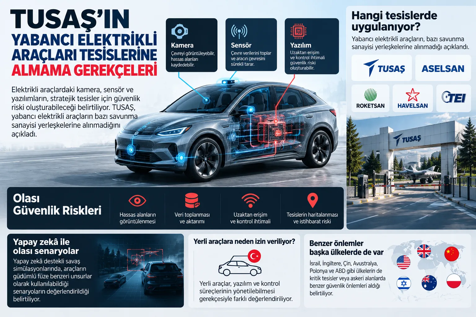tusas elektrikli arac guvenlik riskleri infografik