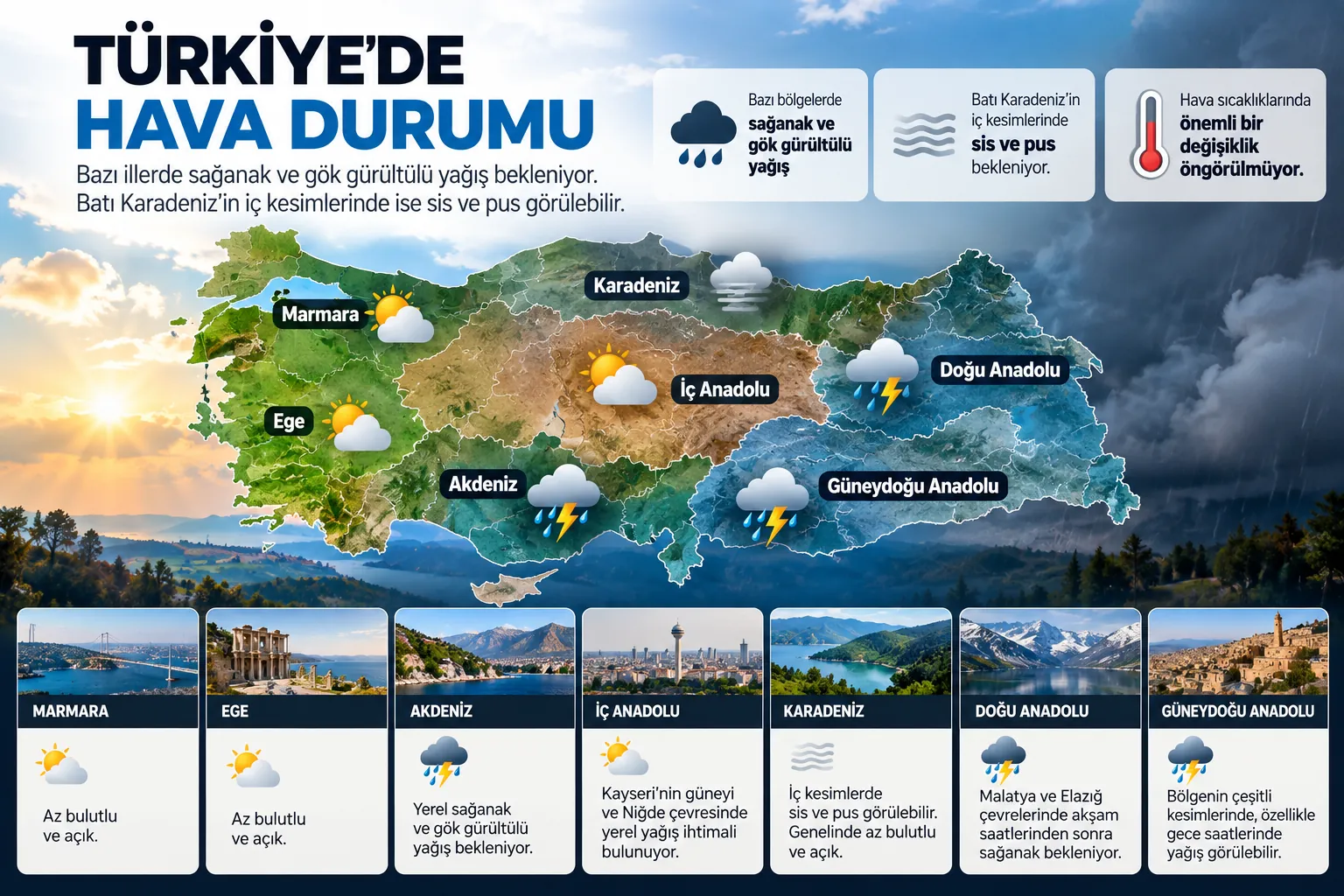 turkiye hava durumu saganak sis bolgeler