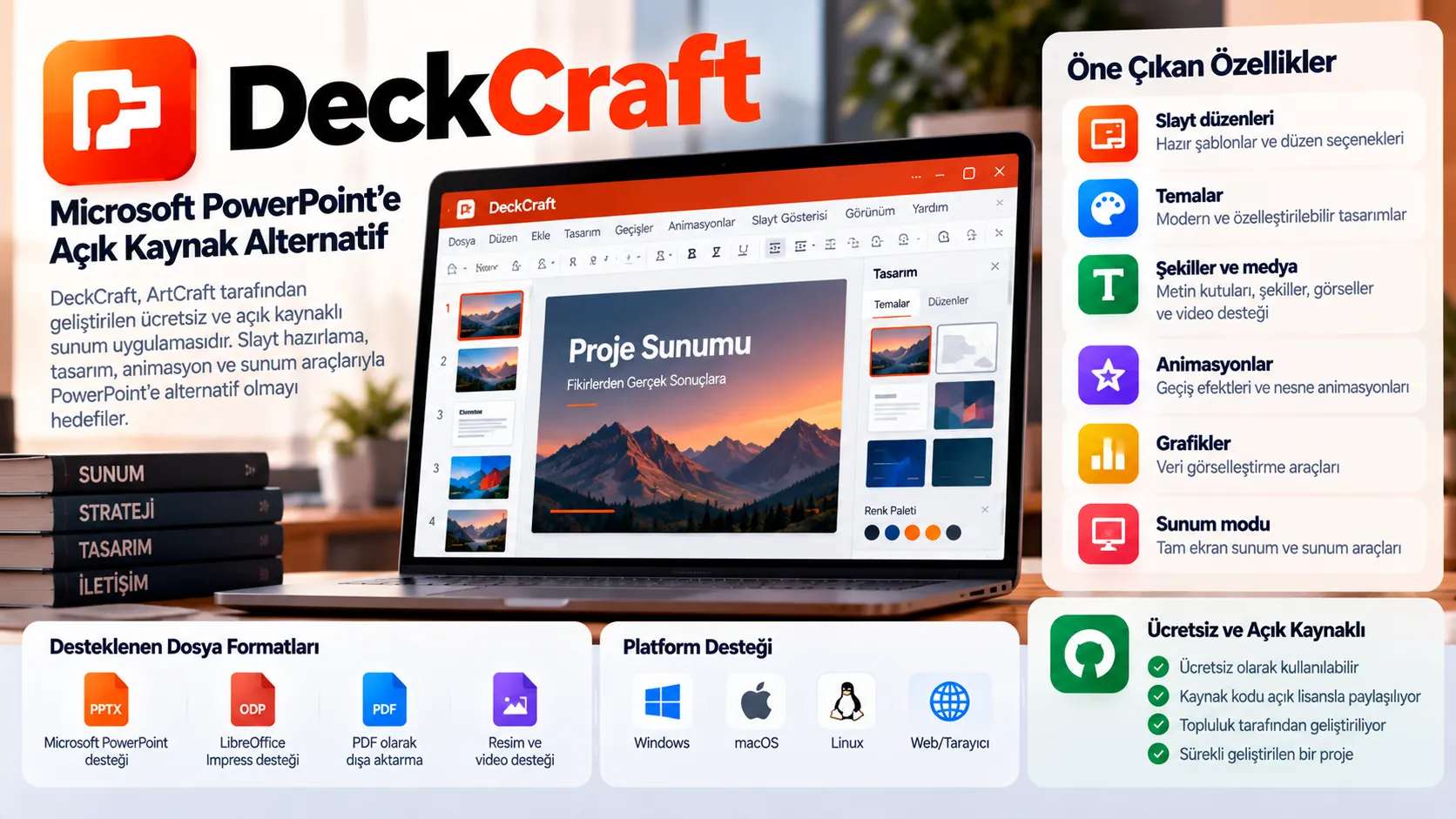 deckcraft powerpoint acik kaynak alternatifi infografik
